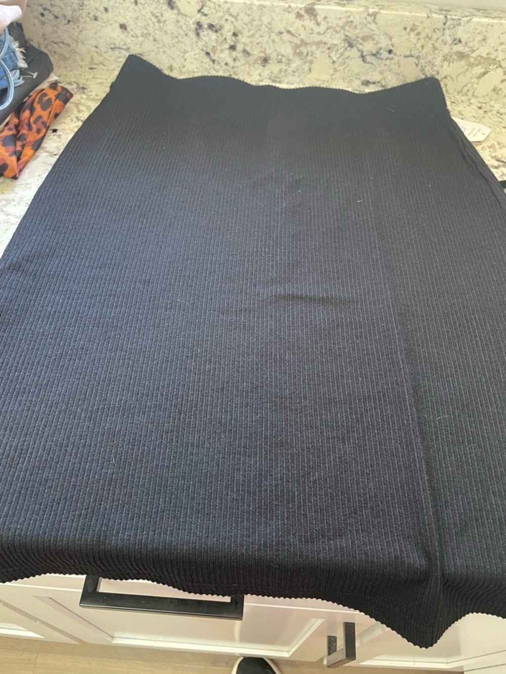 Time and Tru Black Ribbed Knit Pencil Skirt